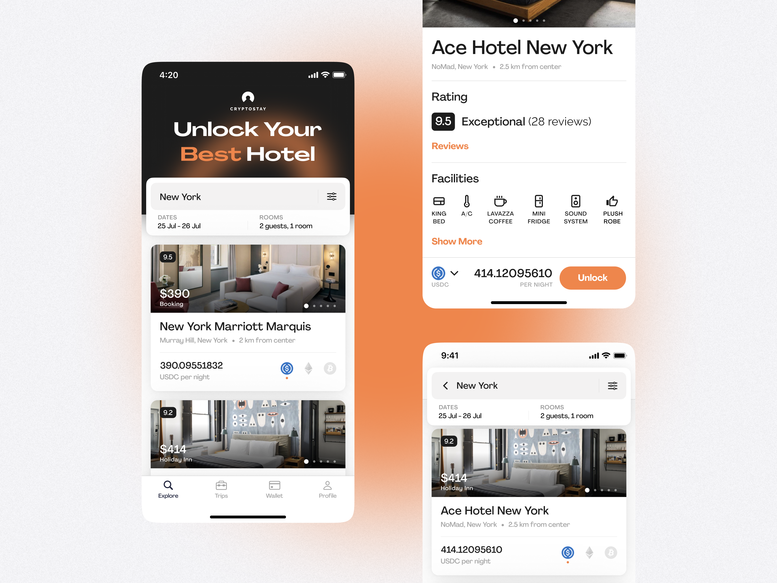CryptoStay app — book accommodation with crypto