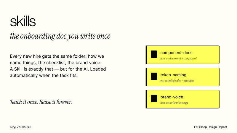 Skills: the onboarding doc you write once